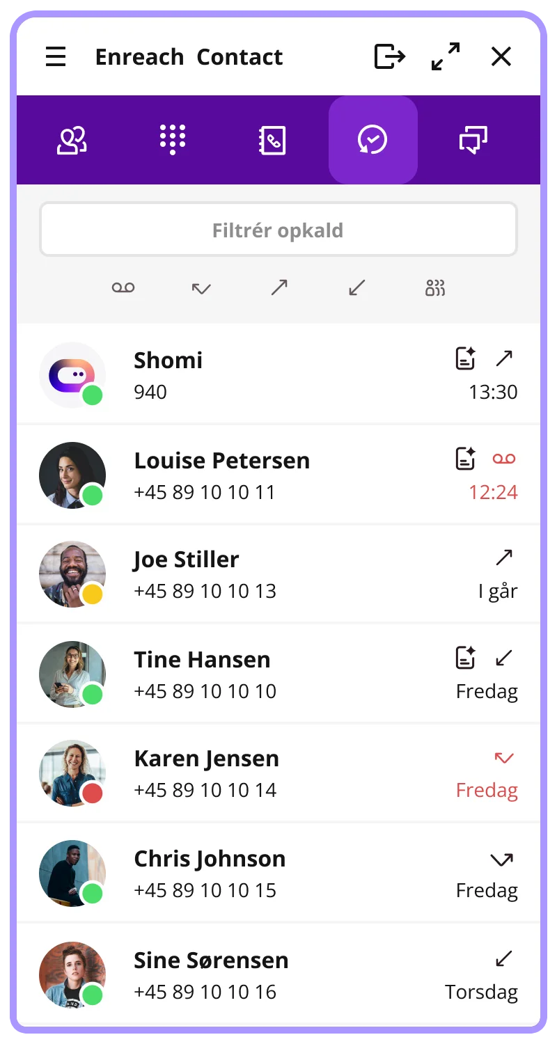 Overblik over kolleger og status